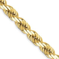 10K Yellow Gold 22" 8mm Diamond-Cut Rope Chain Necklace with Lobster Clasp