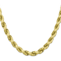 10K Yellow Gold 22" 8mm Diamond-Cut Rope Chain Necklace with Lobster Clasp
