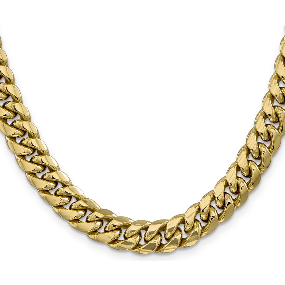 10K Yellow Gold 22" 9.3mm Semi-Solid Miami Cuban Chain Necklace