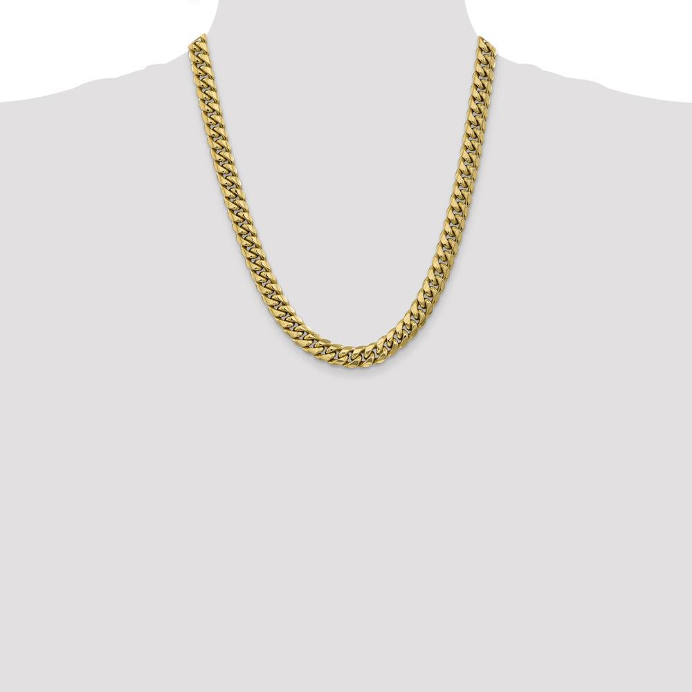 10K Yellow Gold 22" 9.3mm Semi-Solid Miami Cuban Chain Necklace