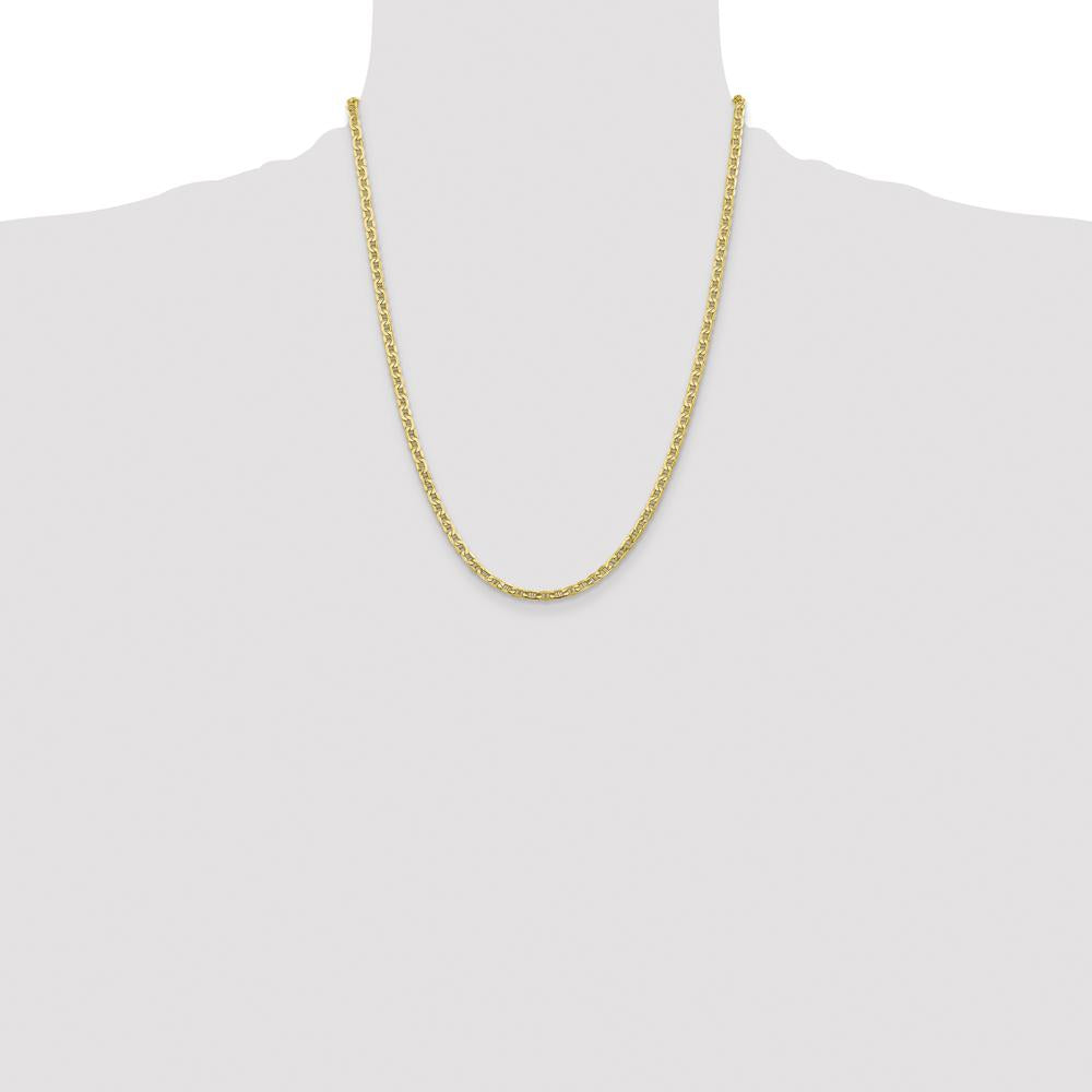 10K Yellow Gold 22" Anchor Chain Necklace - 4mm Width, Polished Finish