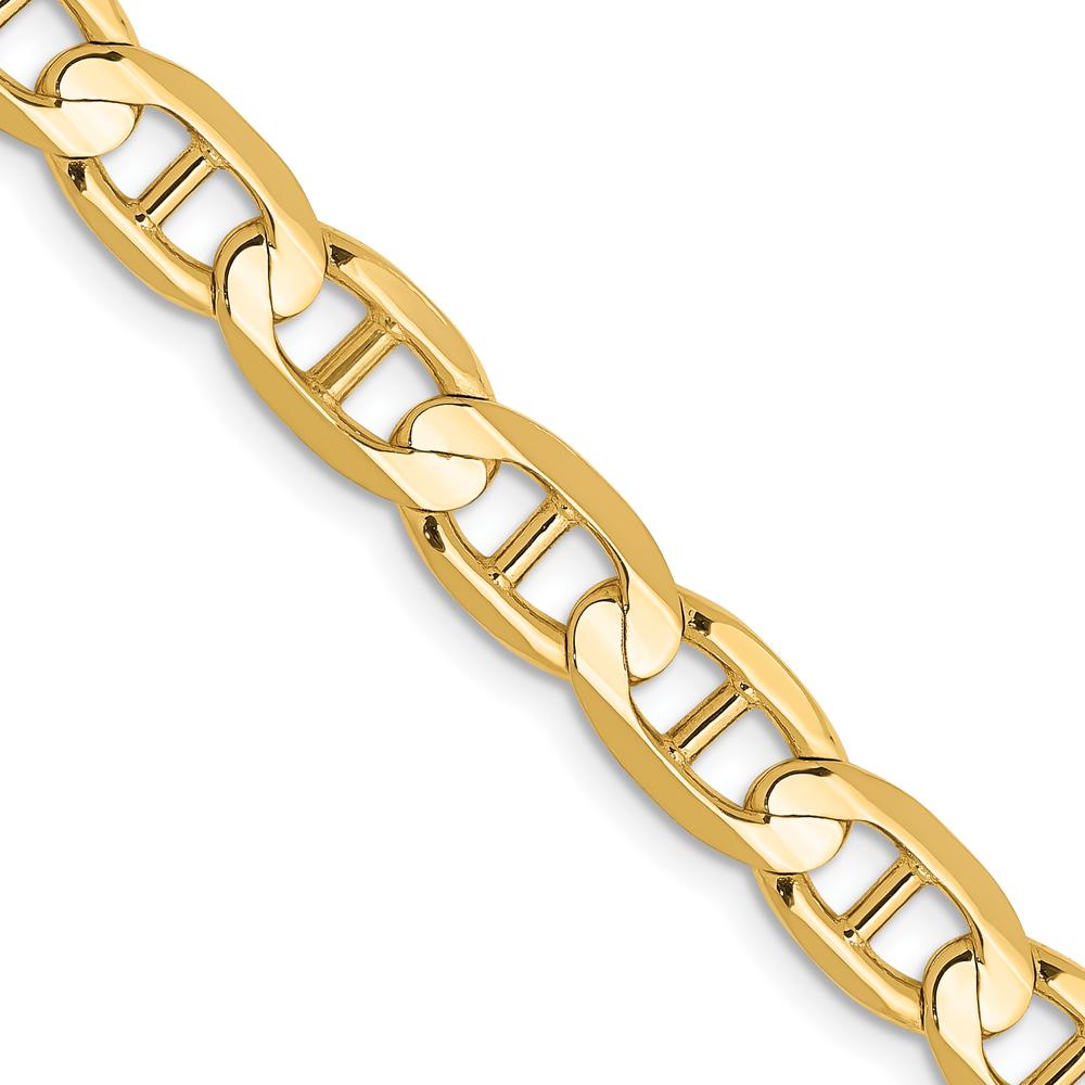 10K Yellow Gold 22" Concave Anchor Chain Necklace - 6.25mm Links