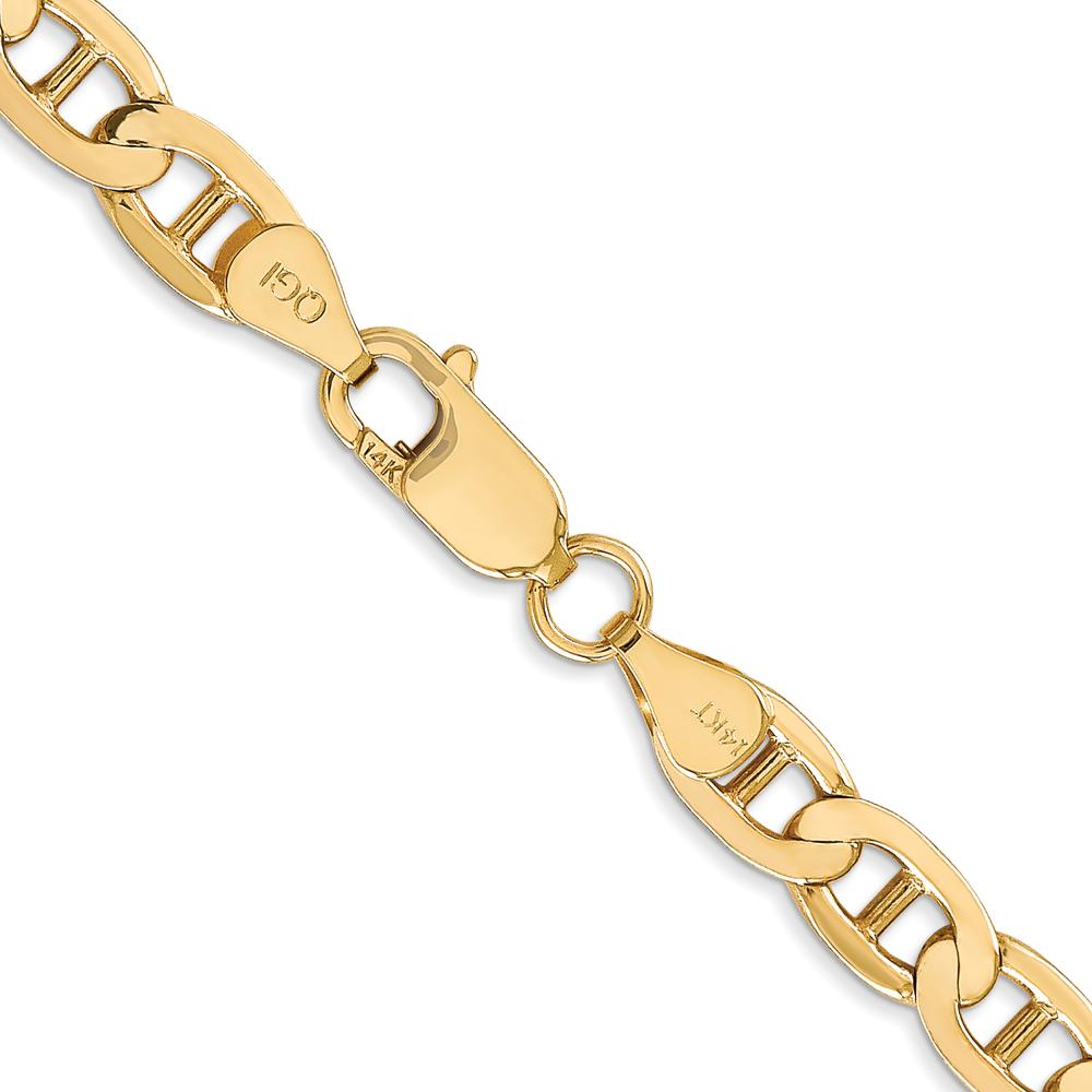 10K Yellow Gold 22" Concave Anchor Chain Necklace - 6.25mm Links