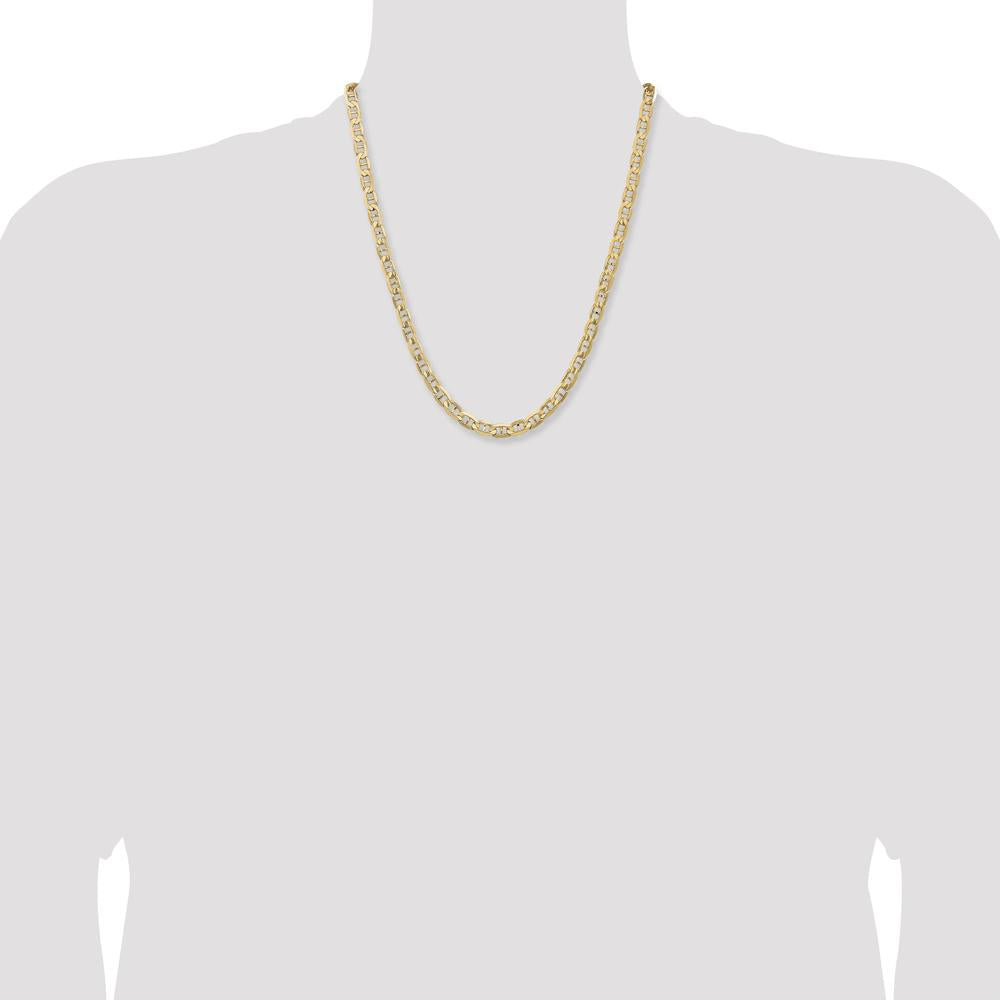 10K Yellow Gold 22" Concave Anchor Chain Necklace - 6.25mm Links