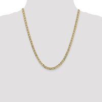 10K Yellow Gold 22" Concave Anchor Chain Necklace - Polished 4.5mm Width