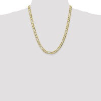 10K Yellow Gold 22" Concave Open Figaro Chain Necklace - 6.75mm Width