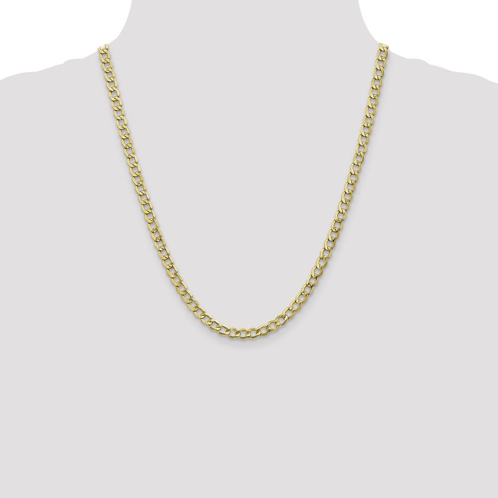 10K Yellow Gold 22" Curb Link Necklace with Polished Finish - 5.25mm Width