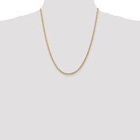 10K Yellow Gold 22" Diamond-Cut Rope Chain - 3mm Width, Solid Gold Handcrafted Necklace