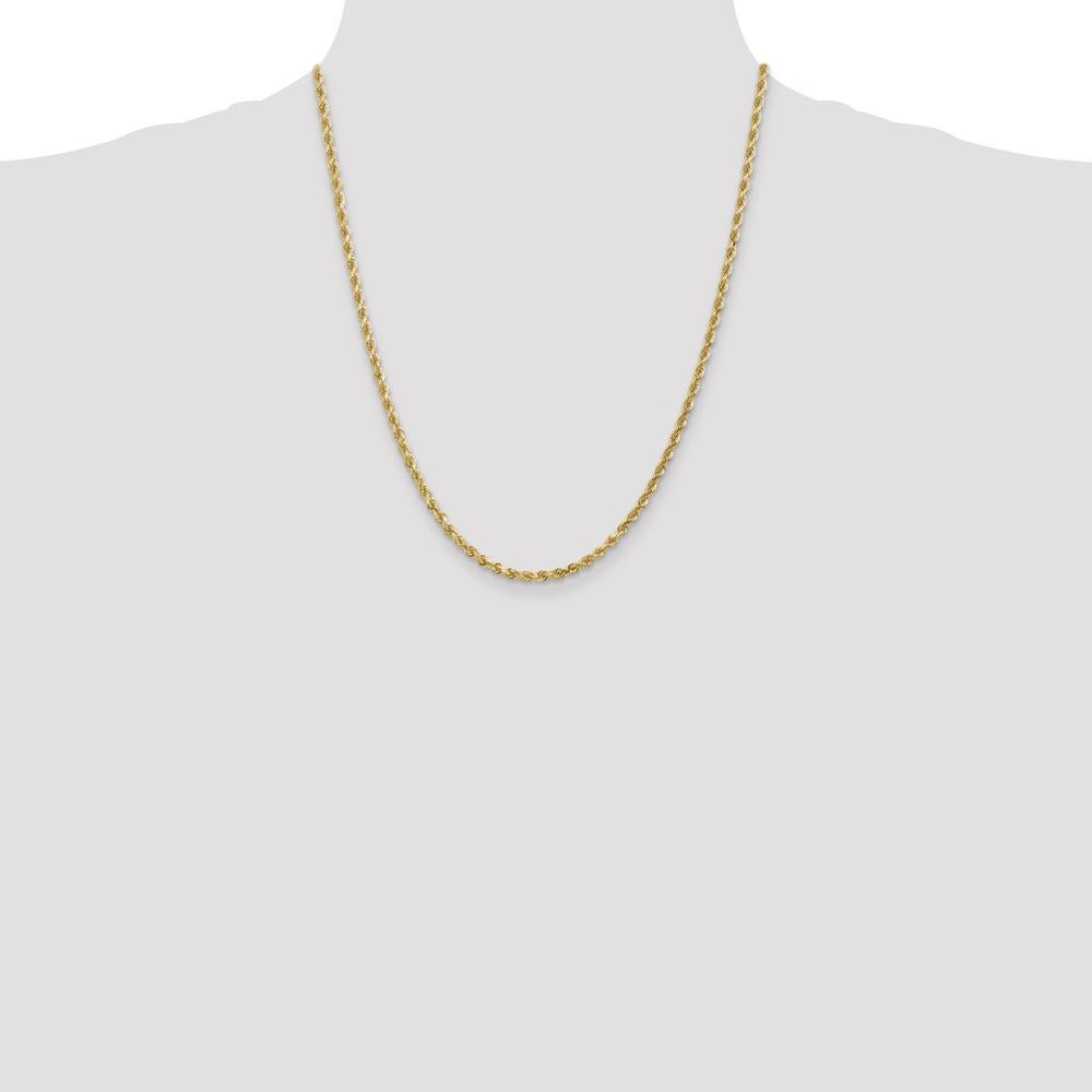 10K Yellow Gold 22" Diamond-Cut Rope Chain - 3mm Width, Solid Gold Handcrafted Necklace
