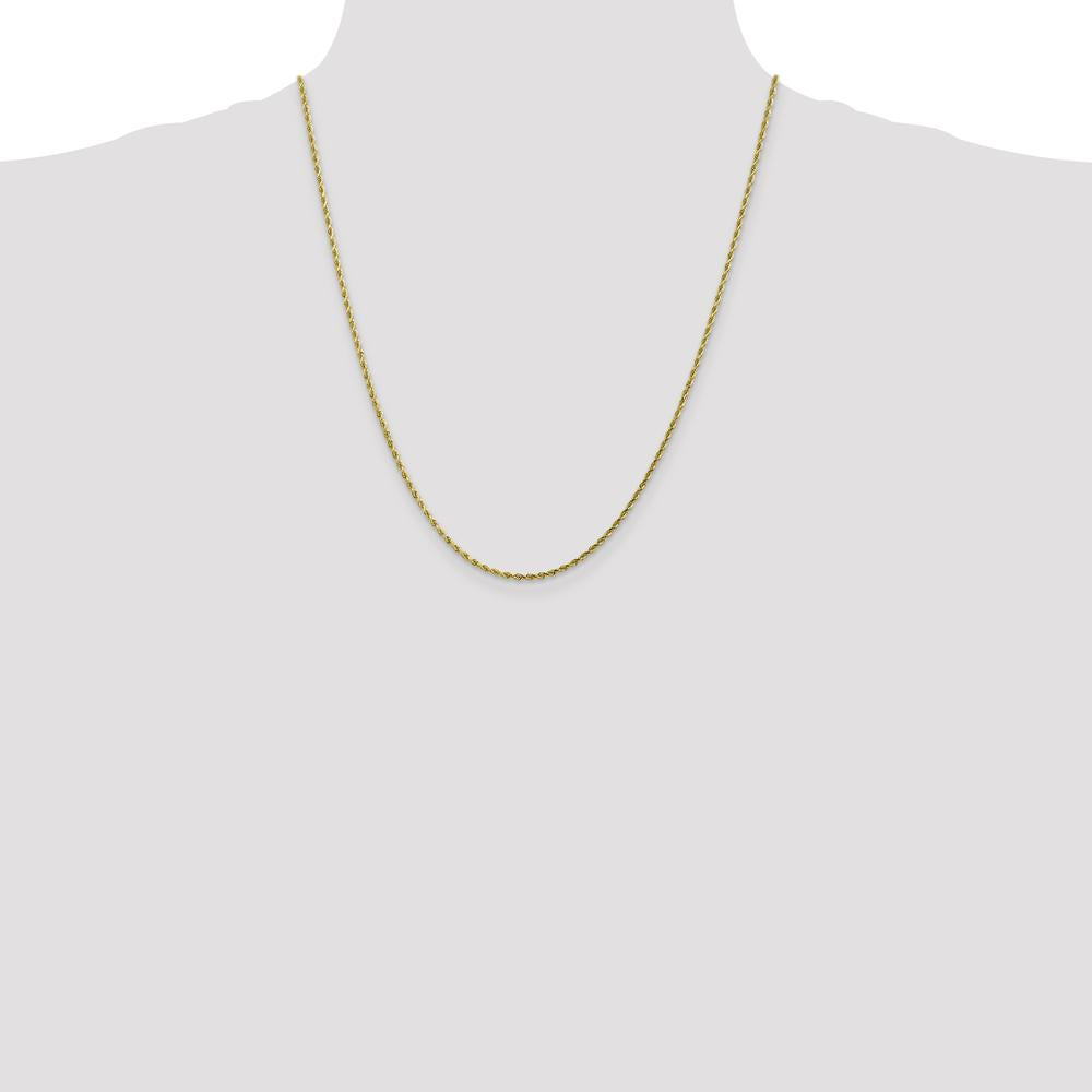 10K Yellow Gold 22" Diamond-cut Rope Chain Necklace - 1.75mm Width