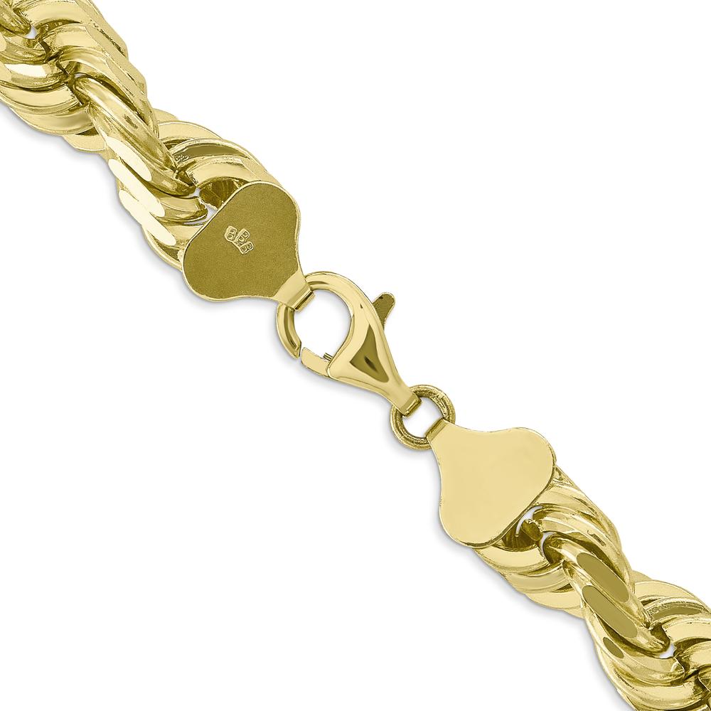 10K Yellow Gold 22" Diamond-Cut Rope Chain Necklace - 10mm Width