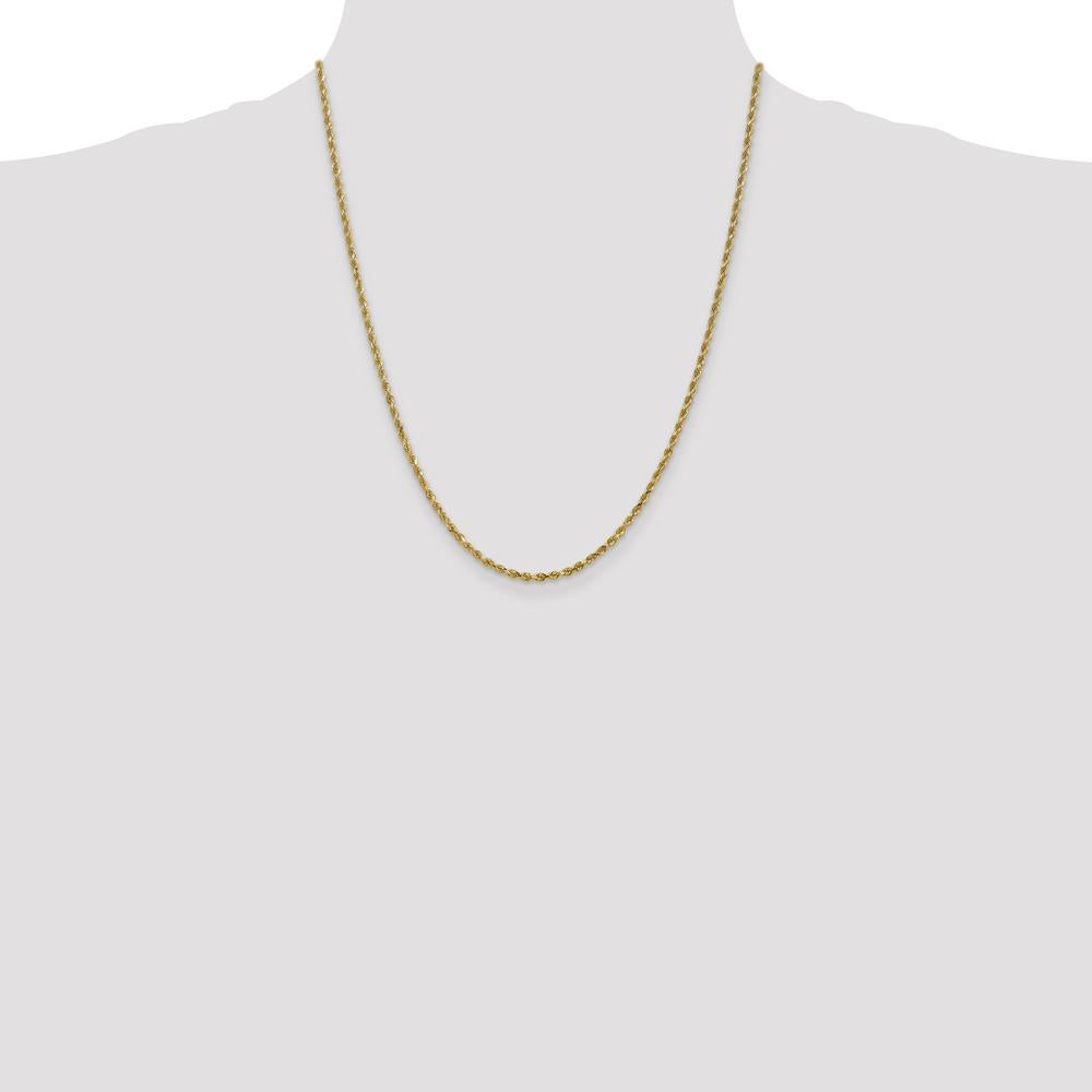 10K Yellow Gold 22" Diamond-Cut Rope Chain Necklace - 2.25mm Width