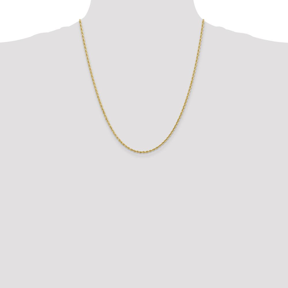 10K Yellow Gold 22" Diamond-Cut Rope Chain Necklace - 2.25mm Width