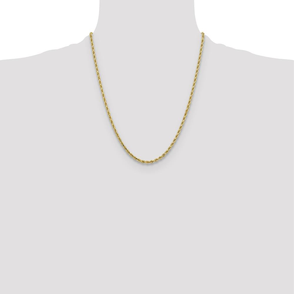 10K Yellow Gold 22" Diamond-cut Rope Chain Necklace - 3.25mm Width