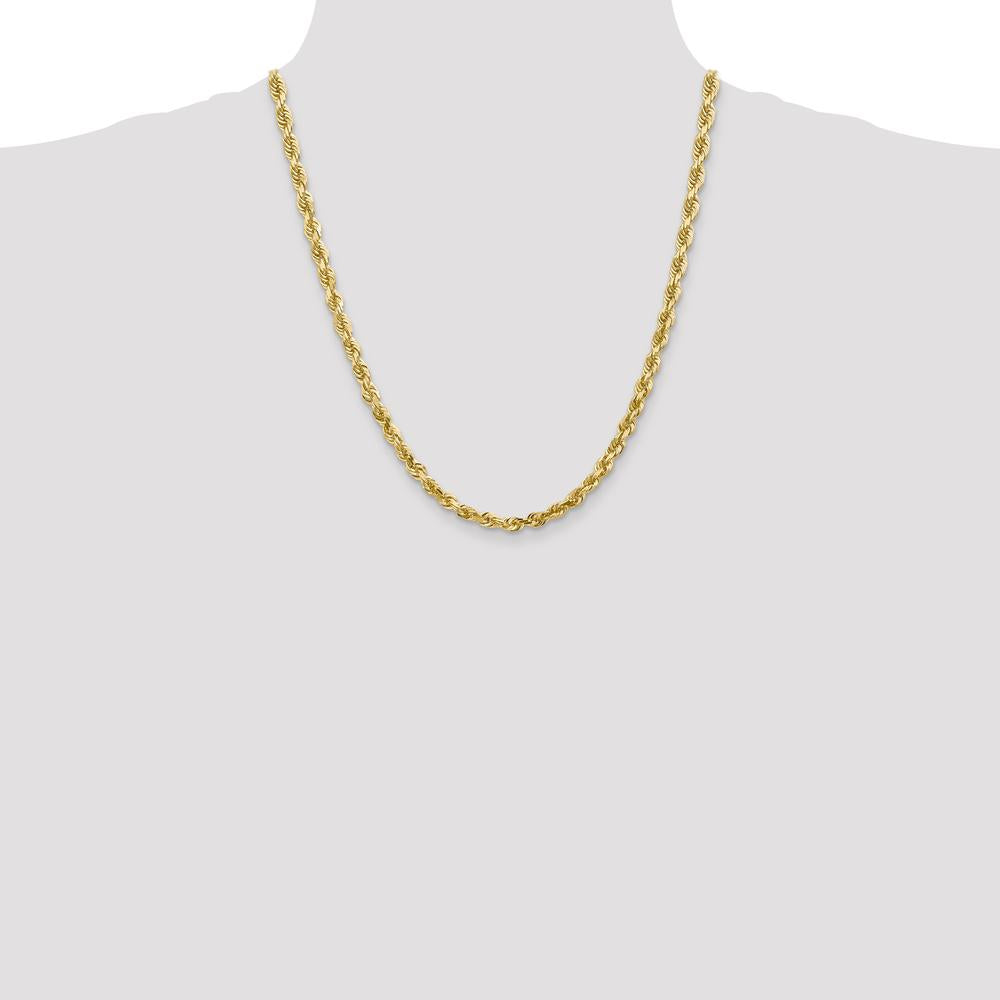 10K Yellow Gold 22" Diamond-Cut Rope Chain Necklace - 5mm Width