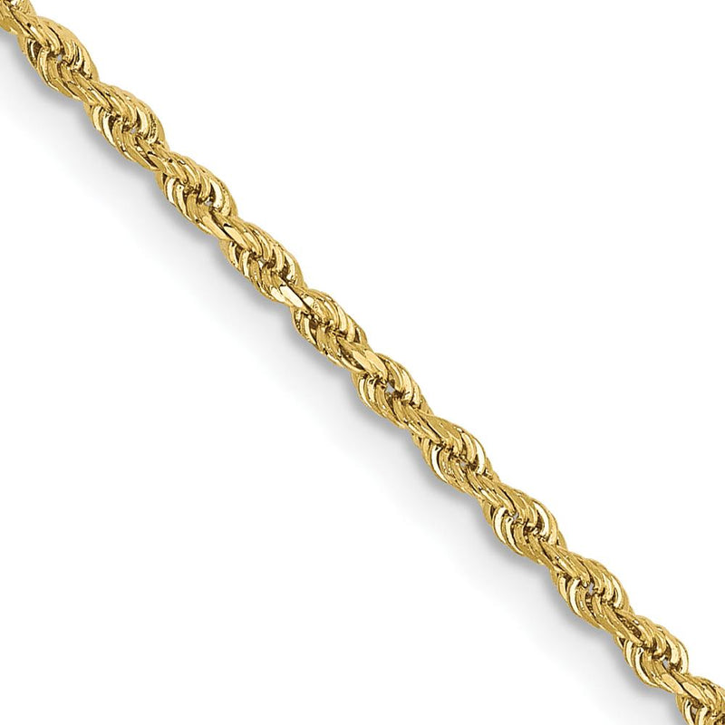 10K Yellow Gold 22" Diamond-Cut Rope Necklace - 1.5mm Width