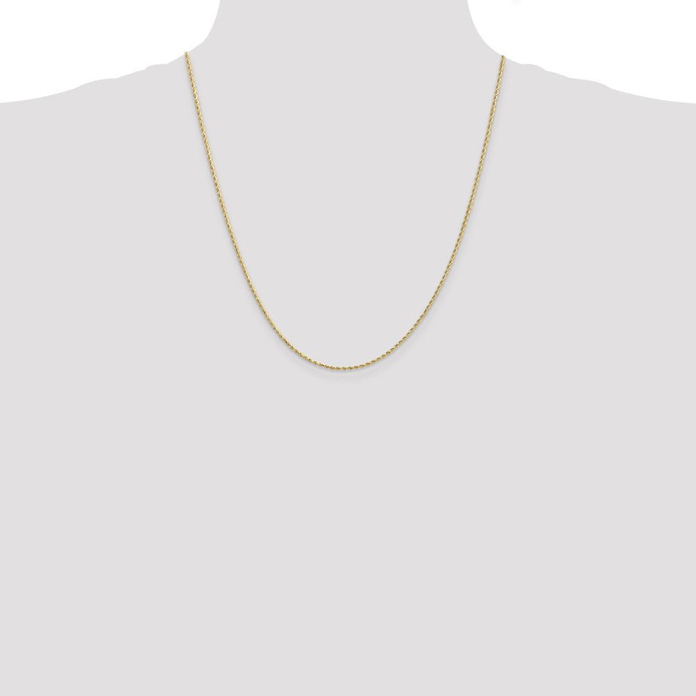 10K Yellow Gold 22" Diamond-Cut Rope Necklace - 1.5mm Width