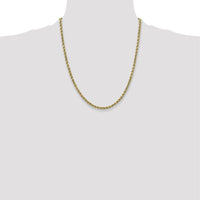 10K Yellow Gold 22" Diamond-Cut Semi-Solid Rope Chain - 2.5mm Width
