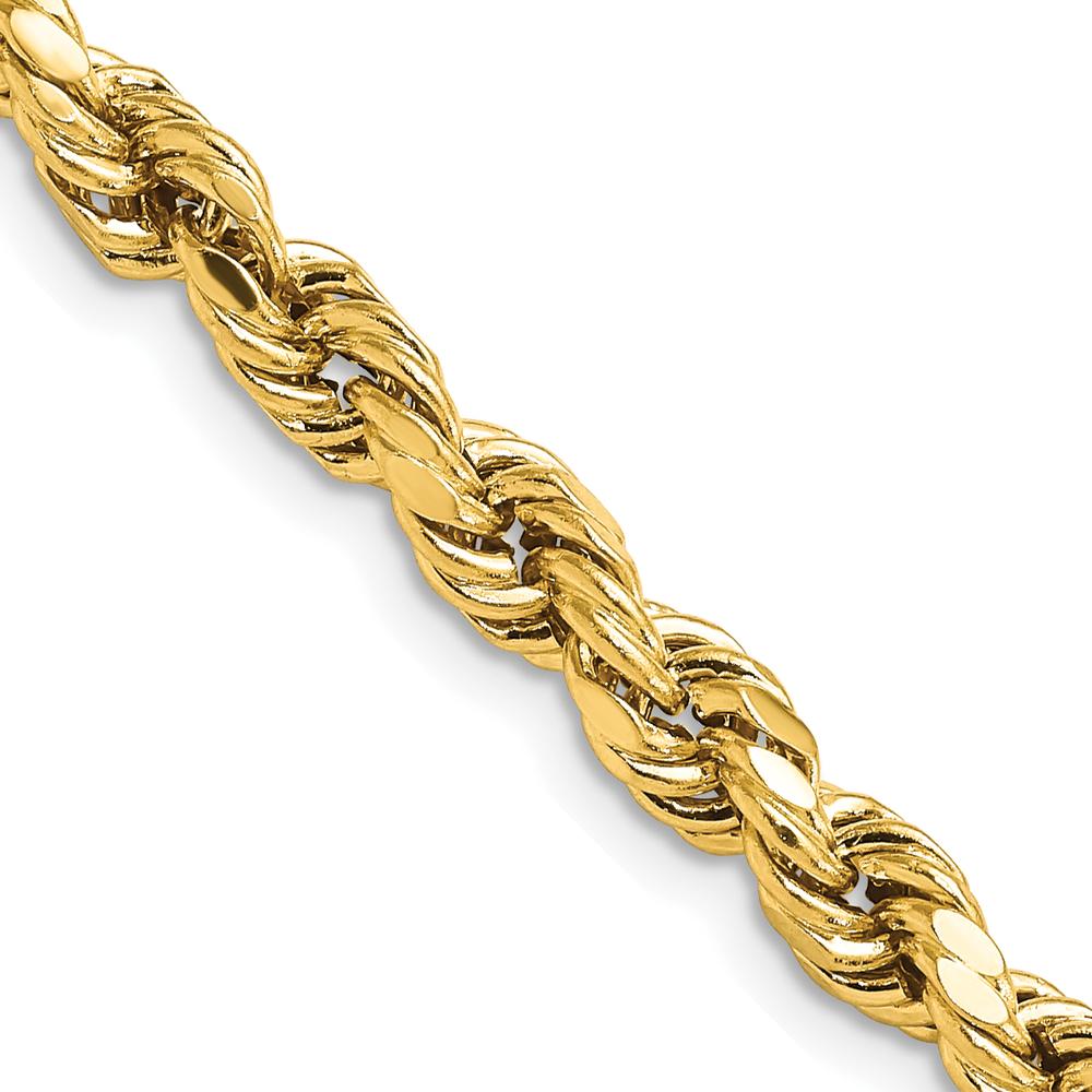 10K Yellow Gold 22" Diamond-Cut Semi-Solid Rope Chain - 5.5mm Width