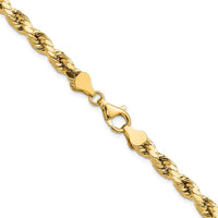 10K Yellow Gold 22" Diamond-Cut Semi-Solid Rope Chain - 5.5mm Width