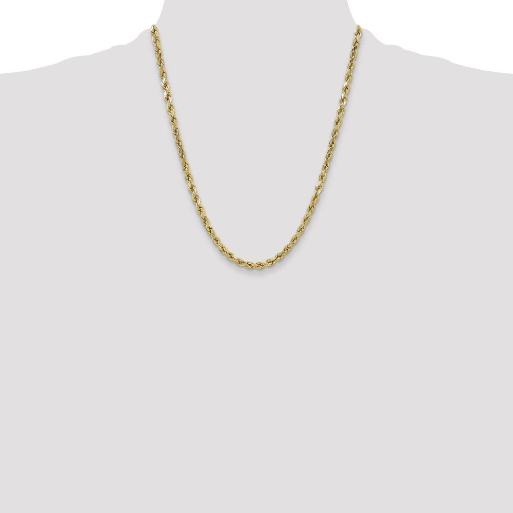 10K Yellow Gold 22" Diamond-Cut Semi-Solid Rope Chain - 5.5mm Width