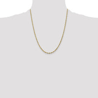 10K Yellow Gold 22" Extra-Light Diamond-Cut Rope Chain - 2.50mm Width