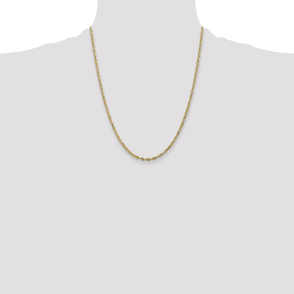 10K Yellow Gold 22" Extra-Light Diamond-Cut Rope Chain - 2.50mm Width