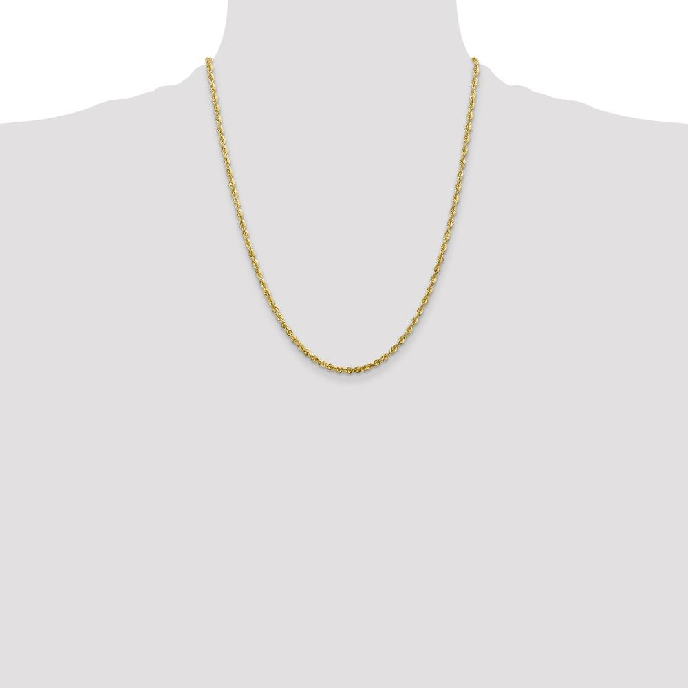10K Yellow Gold 22" Extra-Light Diamond-Cut Rope Chain - 2.75mm Width