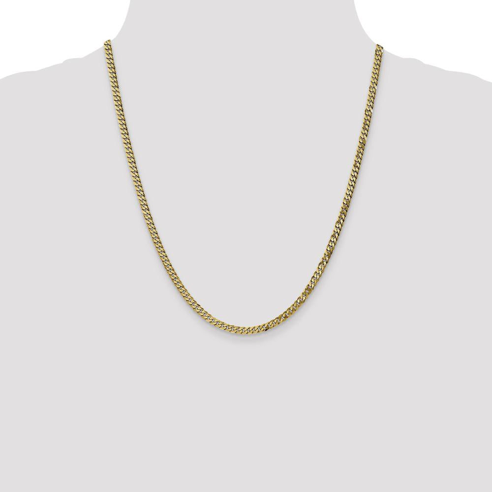 10K Yellow Gold 22" Flat Beveled Curb Chain Necklace - 3.9mm Width