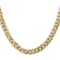 10K Yellow Gold 22" Flat Beveled Curb Chain Necklace - 7.75mm Width