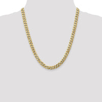 10K Yellow Gold 22" Flat Beveled Curb Chain Necklace - 7.75mm Width