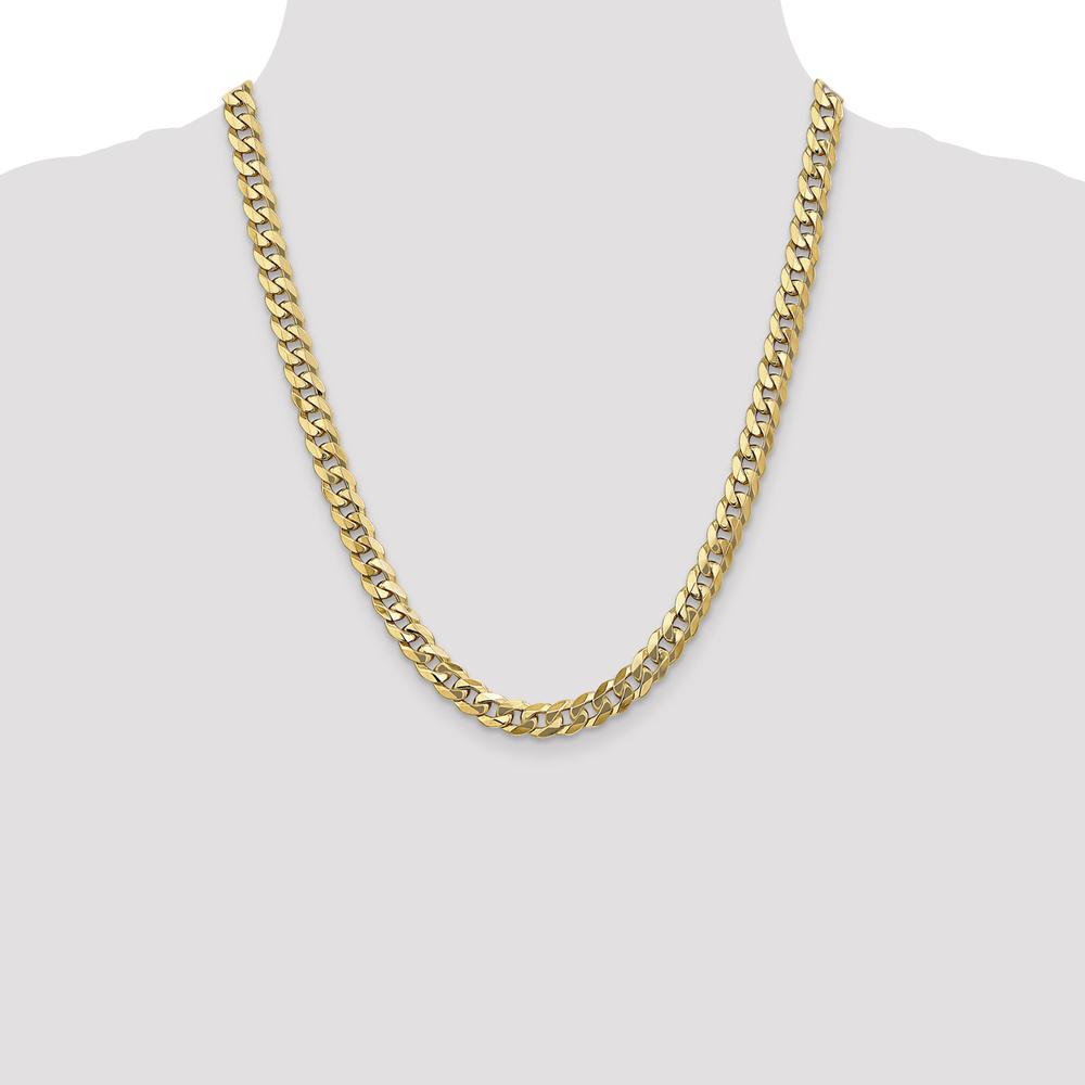 10K Yellow Gold 22" Flat Beveled Curb Chain Necklace - 7.75mm Width