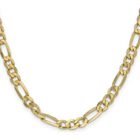 10K Yellow Gold 22" Flat Figaro Chain 6.25mm Width - Polished Finish