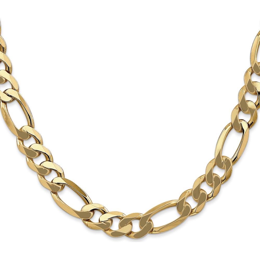 10K Yellow Gold 22" Flat Figaro Chain - 8.75mm Width