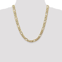 10K Yellow Gold 22" Flat Figaro Chain - 8.75mm Width