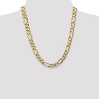 10K Yellow Gold 22" Flat Figaro Chain Necklace - 10mm Width