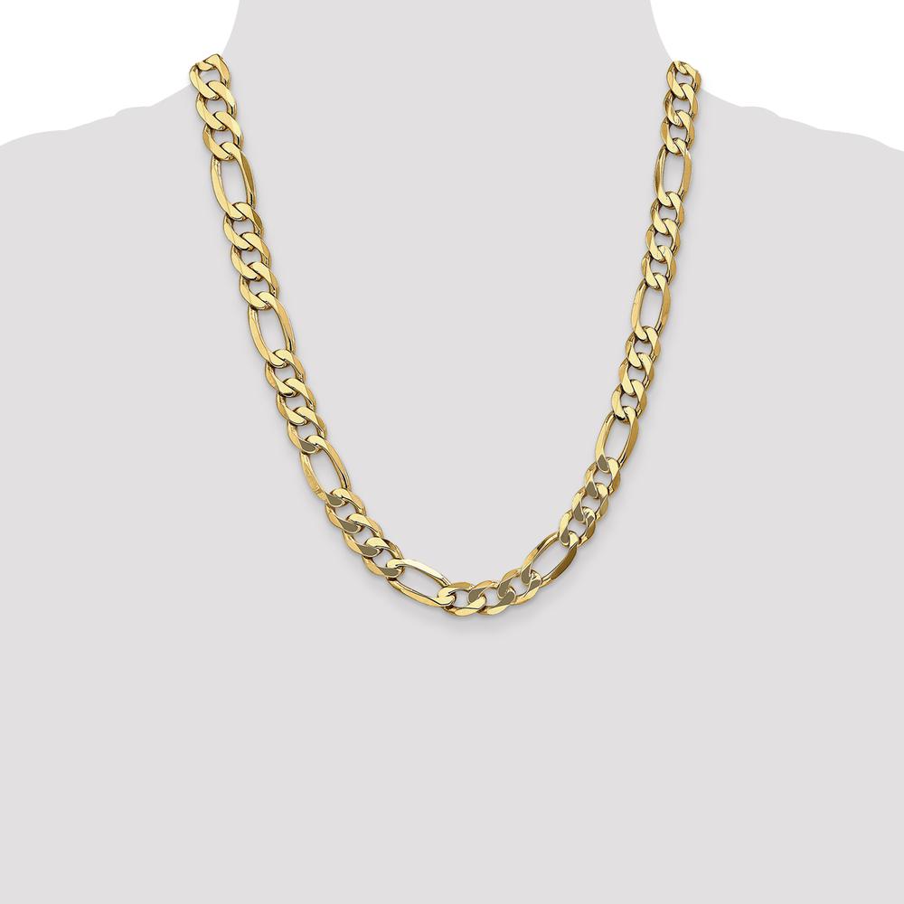 10K Yellow Gold 22" Flat Figaro Chain Necklace - 10mm Width