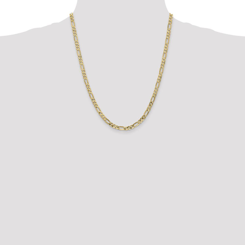 10K Yellow Gold 22" Flat Figaro Chain Necklace - 4.75mm Width