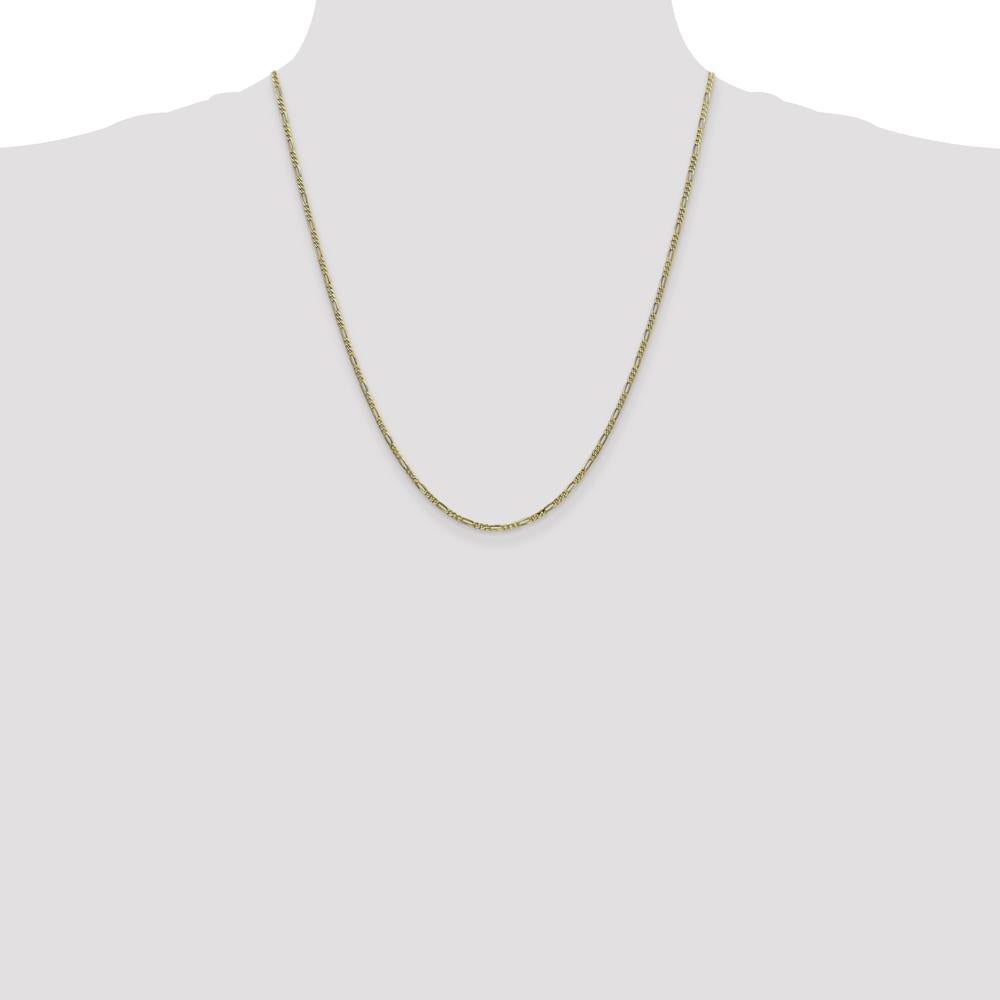 10K Yellow Gold 22" Flat Figaro Chain with Polished Finish