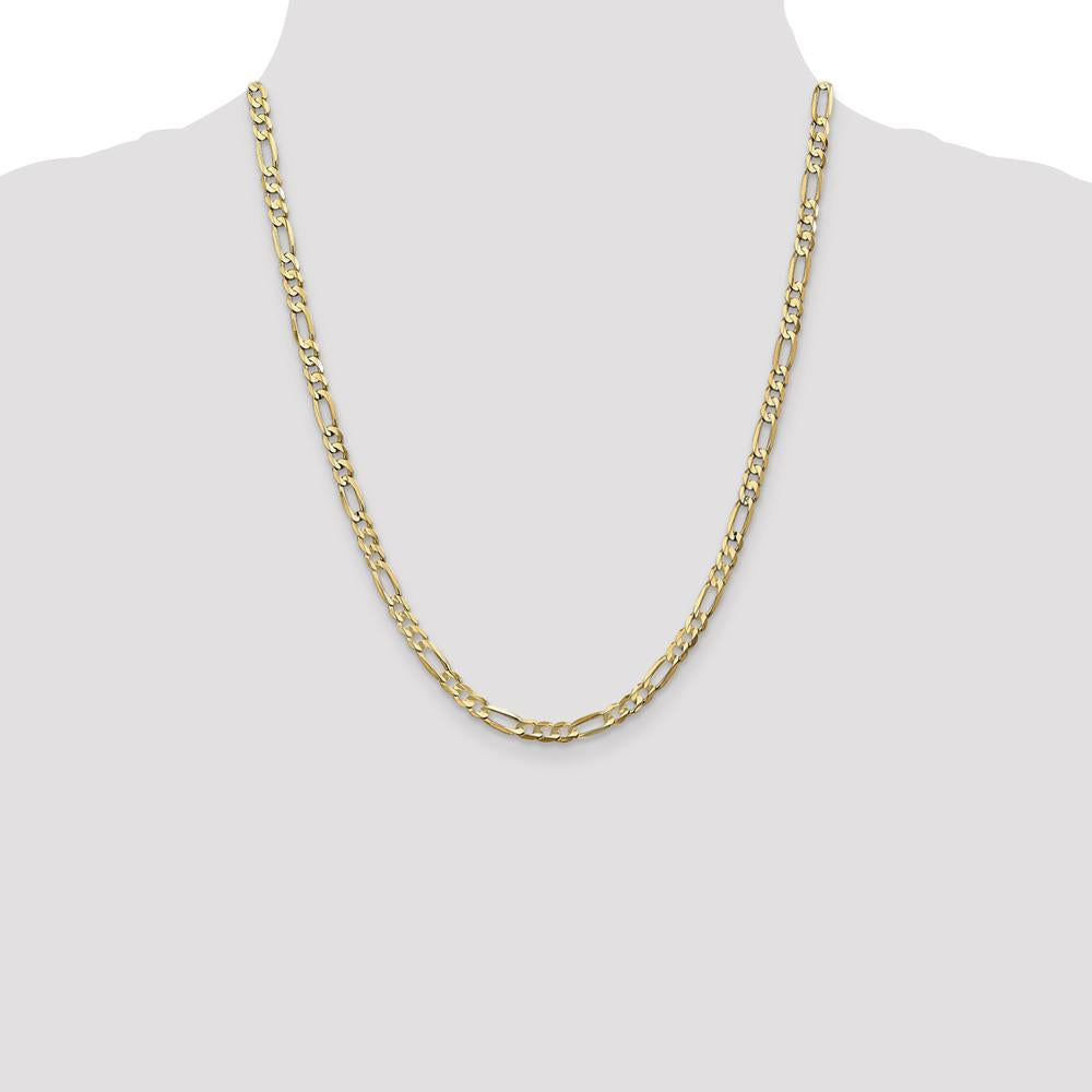 10K Yellow Gold 22" Polished Concave Open Figaro Chain - 4.5mm Width