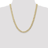 10K Yellow Gold 22" Polished Curb Chain with Concave Profile - 6.75mm Width