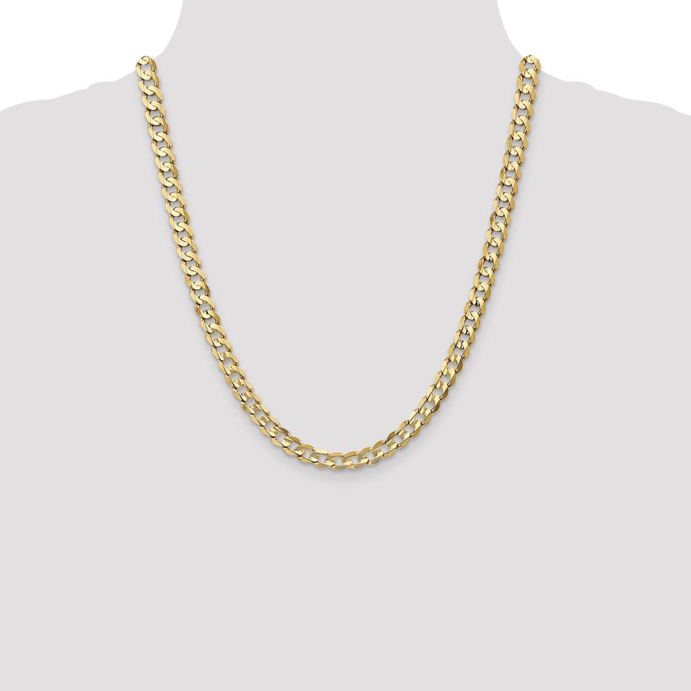 10K Yellow Gold 22" Polished Curb Chain with Concave Profile - 6.75mm Width