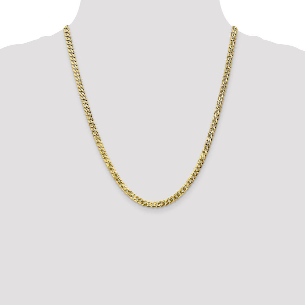10K Yellow Gold 22" Polished Flat Beveled Curb Chain - 4.75mm Width