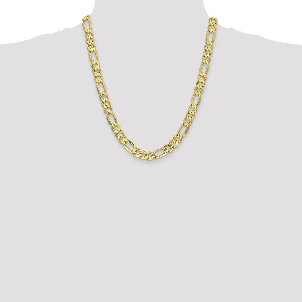 10K Yellow Gold 22" Polished Open Figaro Chain Necklace - 8.75mm Links