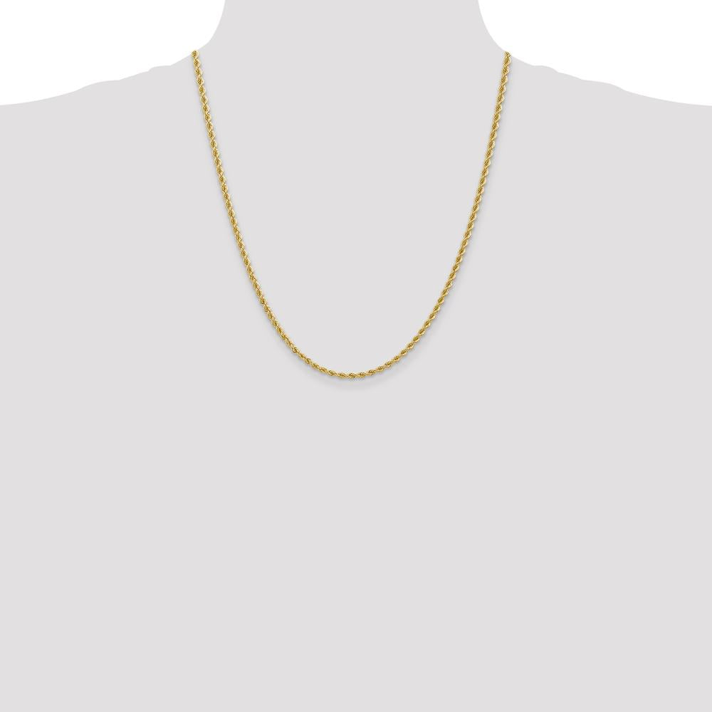 10K Yellow Gold 22" Regular Rope Chain Necklace - 2.75mm Width