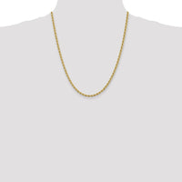 10K Yellow Gold 22" Rope Chain Necklace - 3.65mm Width