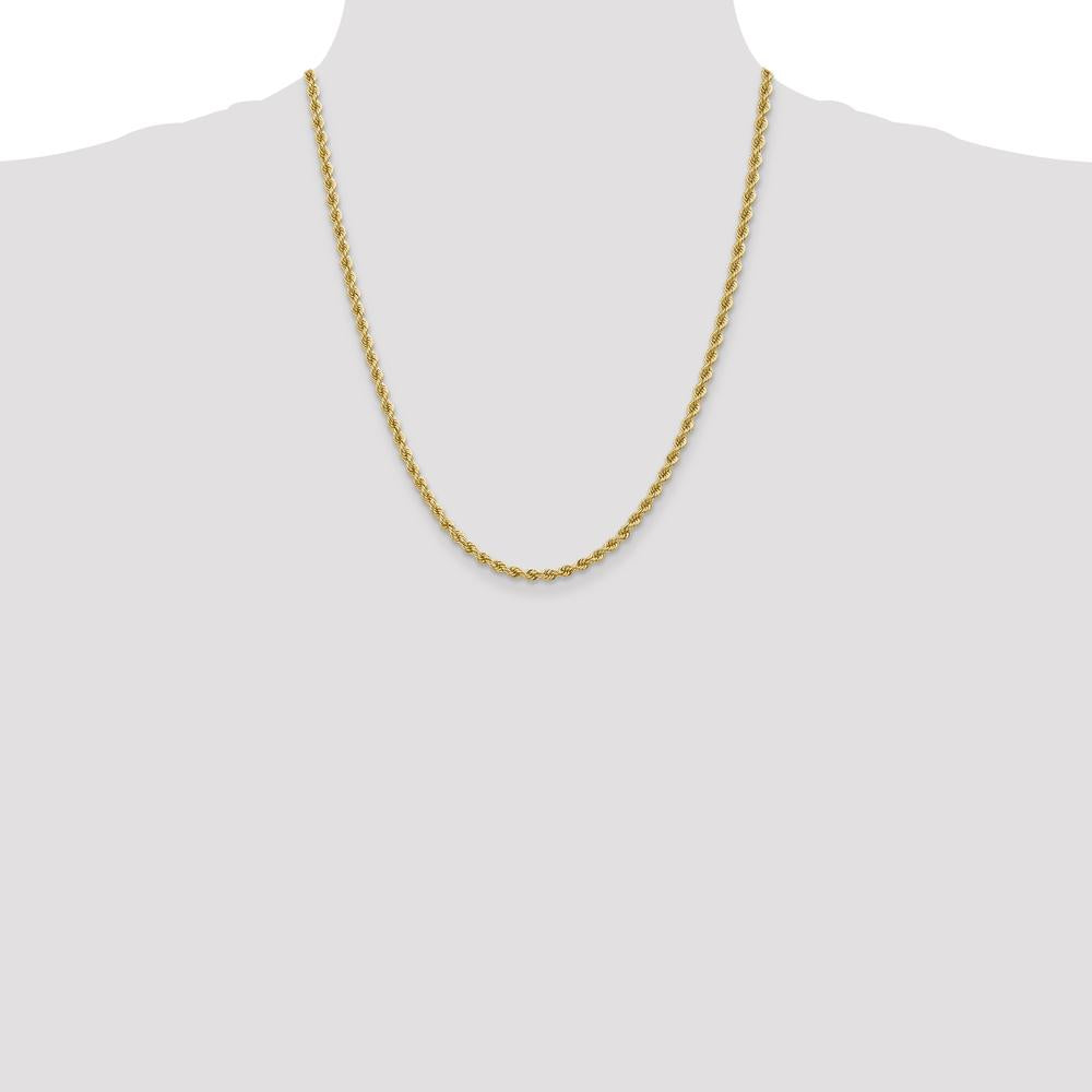 10K Yellow Gold 22" Rope Chain Necklace - 3.65mm Width