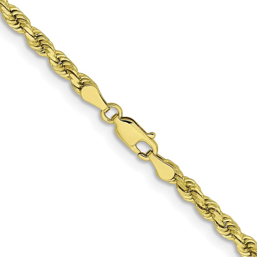 10K Yellow Gold 22" Rope Chain Necklace with Diamond-Cut Finish - 3.75mm Width
