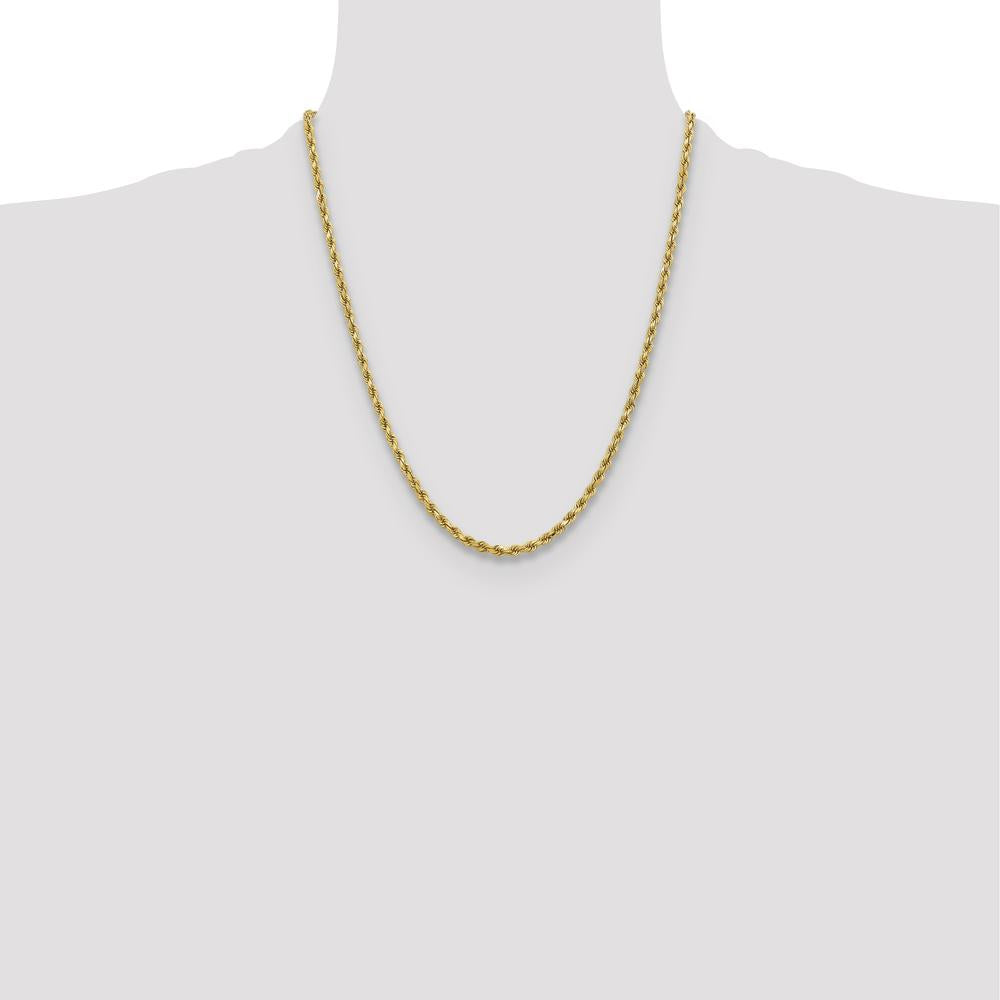10K Yellow Gold 22" Rope Chain Necklace with Diamond-Cut Finish - 3.75mm Width