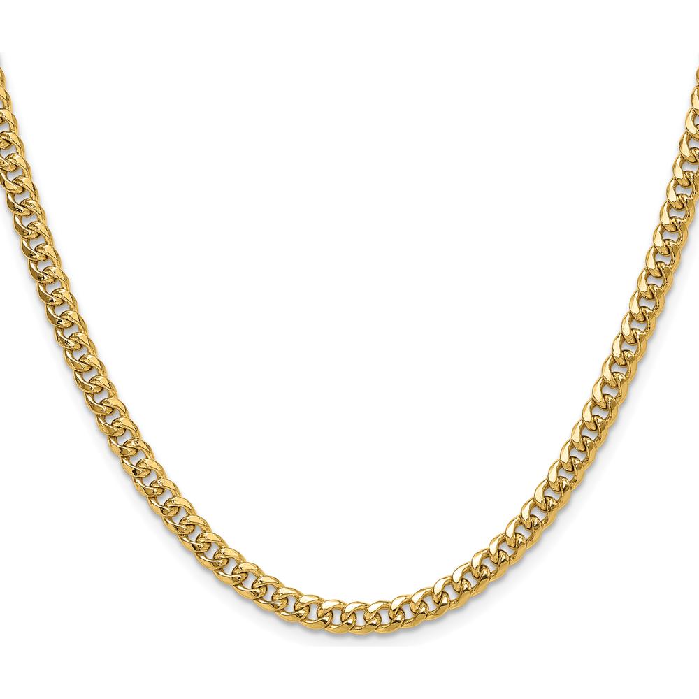 10K Yellow Gold 22" Semi-Solid Cuban Chain Necklace